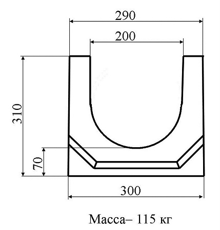 Водосток DN 200. 1000х290х310 мм